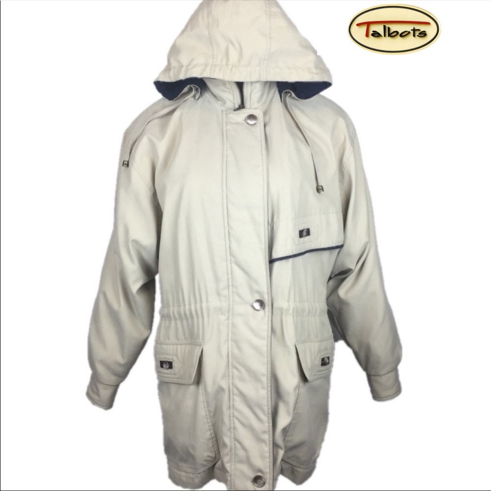 Talbots Hooded Jacket Zip Up Lined Tan Size XS/XP